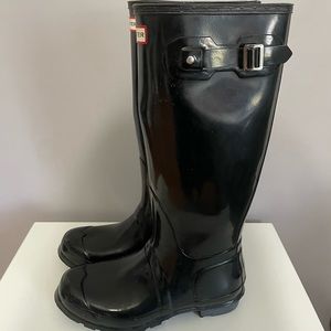 Shiny Black Hunter Boots- Womens Size 9